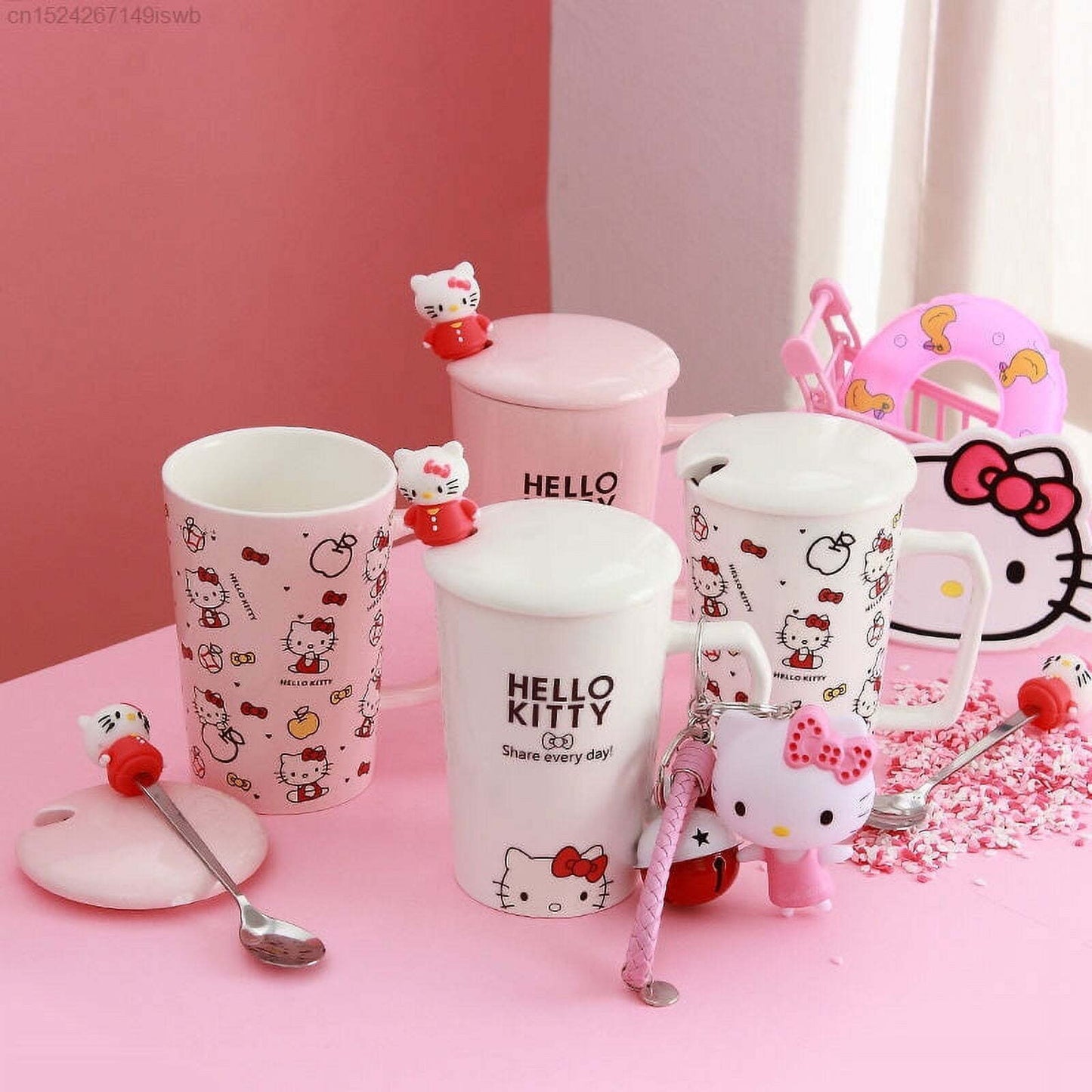 Hello Kitty Cute Cartoon Tiki Ceramic Mug Coffee Cup To Carry