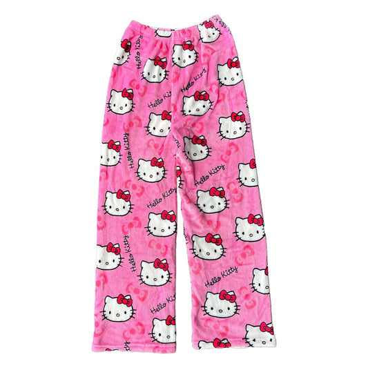 Hello kitty pyjamas Pajama bottoms pants fleece cozy trousers y2k sleepware pjs valentines gift soft pj kawaii boyfriend pants