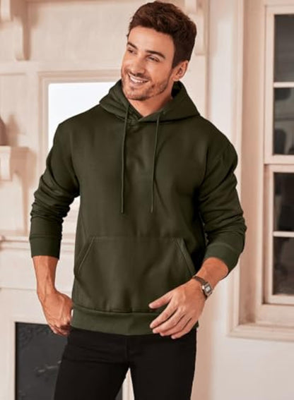 Men's Hooded Pullover Long Sleeve Pullover Plain Sweatshirts Basic Sweat Hoodie
