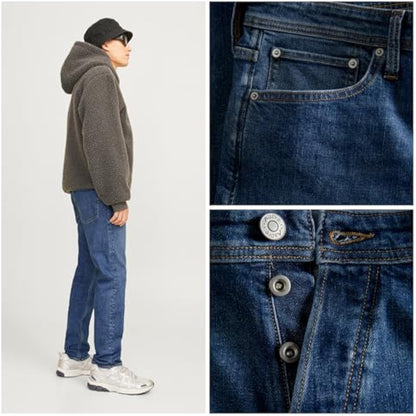 Men's Tapered Fit - Men's Stretch Jeans with Stonewashed Look & 5-Pocket Design - Mid Rise Denim Trousers with Button Closure for Style-Conscious Men with Demand